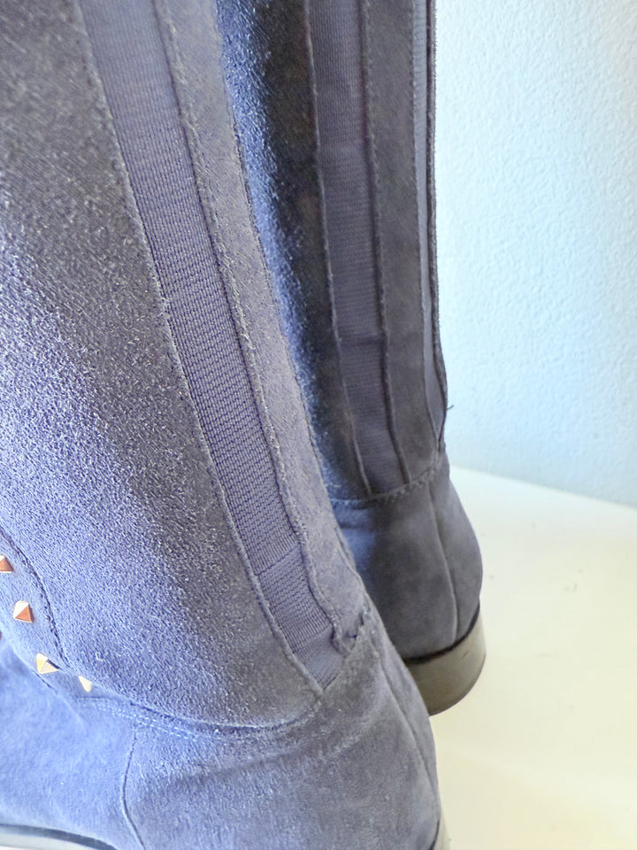 Marc Fisher Dark Blue Suede And Studded Boots Size 9.5