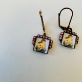 Cupid Drop Pierced Earrings In Gold Tone With Pink Rhinestones