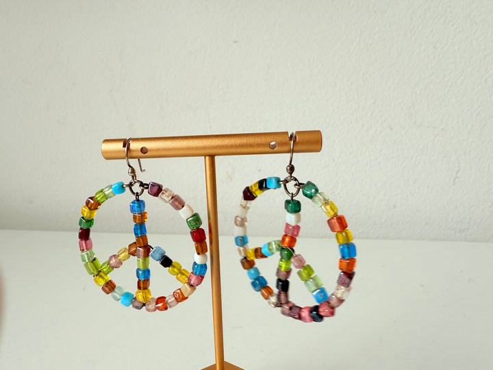Peace Mulit Colored Bead Pierced Earrings