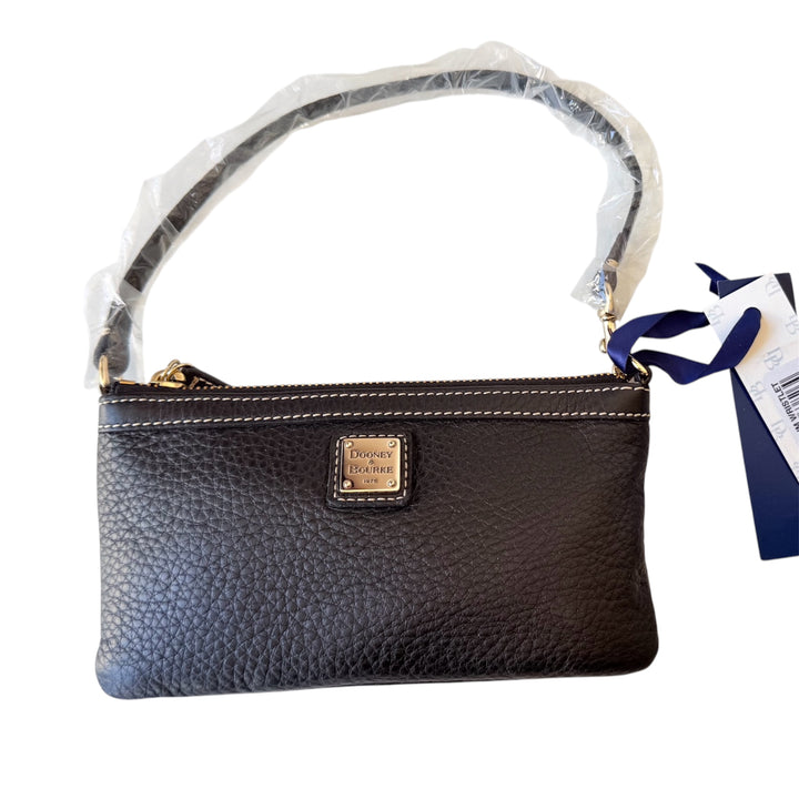 Dooney & Bourke Black Pebble Grain Large Slim Wristlet NWT