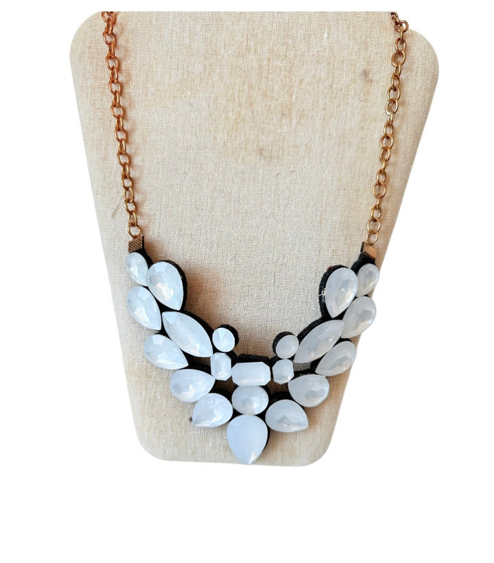 White Rhinestone Statement Necklace