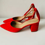 Ann Taylor Red Suede Block Heel Pumps Size 10