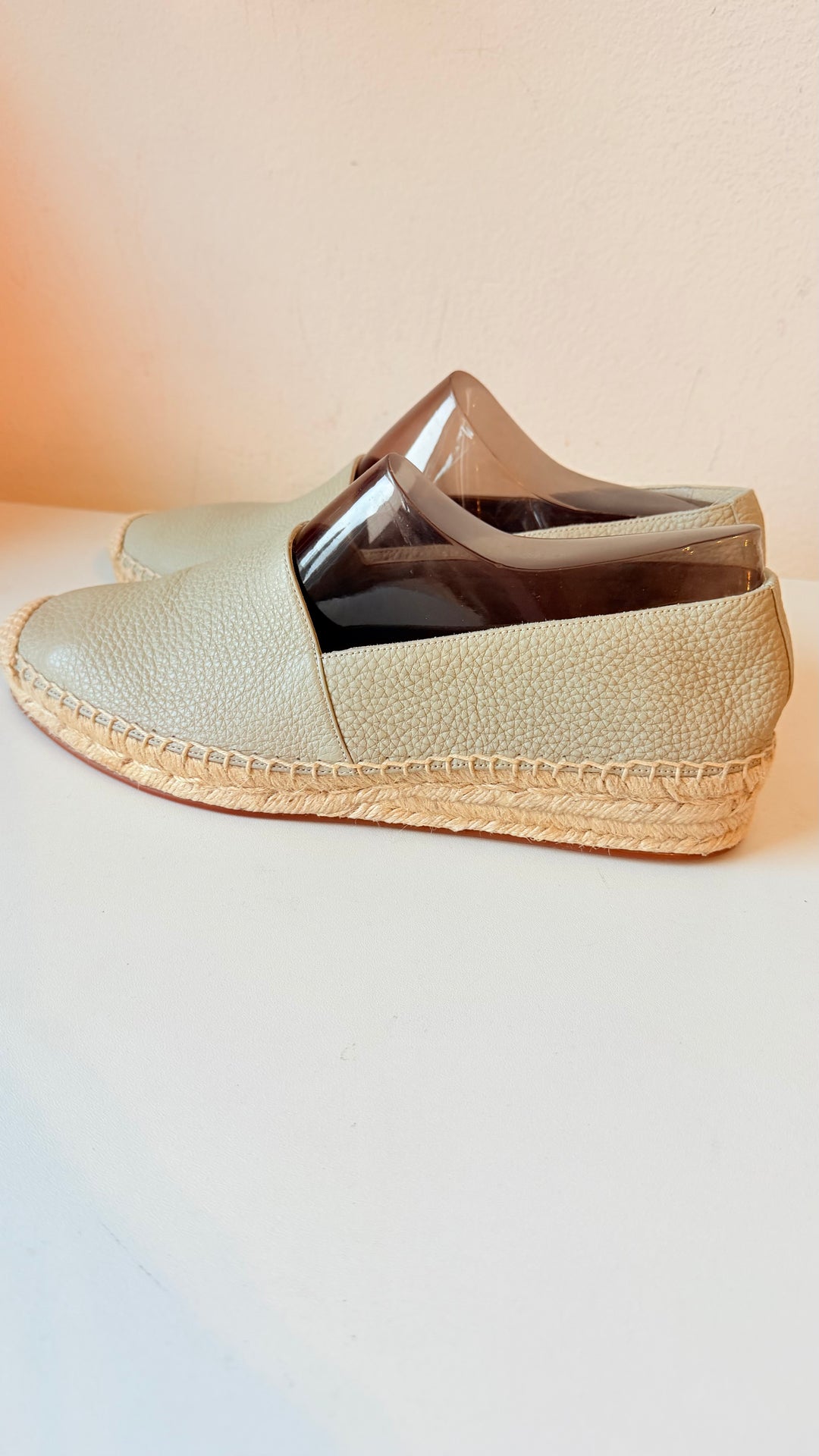 Lafayette 148 New York Lowery Espadrille In Green Clay Leather Size 38.5 New