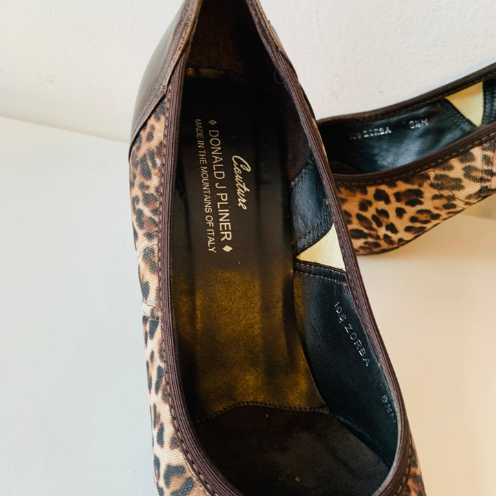 Donald Pliner Couture Peep Toe Cheetah Pumps In Brown Size 8.5