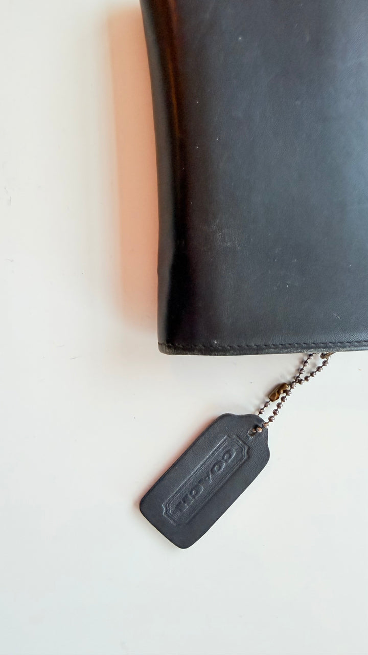 Coach Black Leather Zip Around Vintage Wallet/Coin Purse