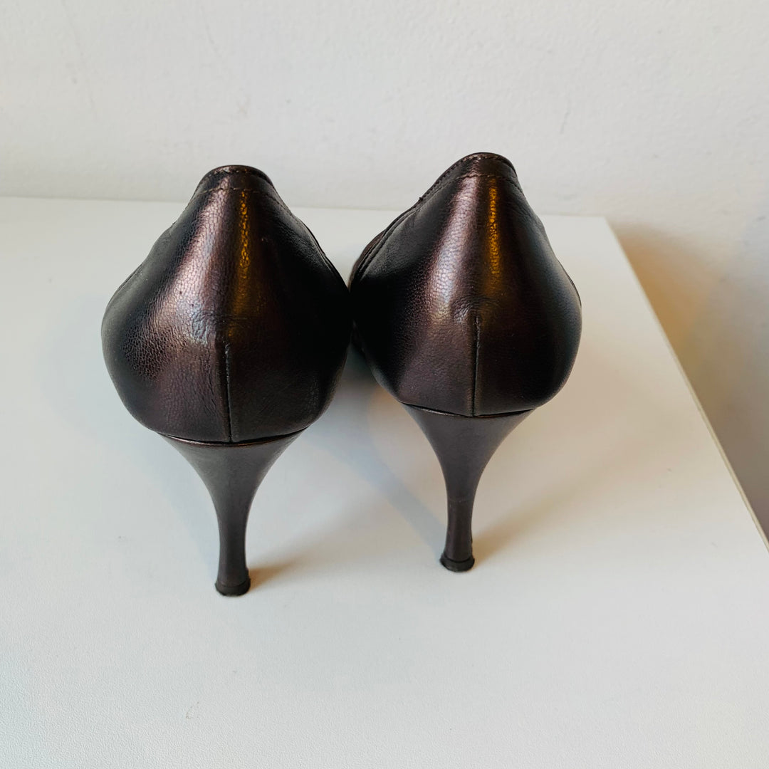 Donald Pliner Couture Peep Toe Cheetah Pumps In Brown Size 8.5