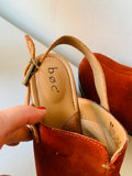 Born BOC Picante Rust Suede May Slingback Platform Wedge Mule Clog Size 8