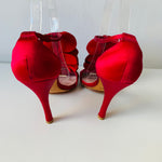 Glint Satin Rosette Red Pumps/Sandals Size 7