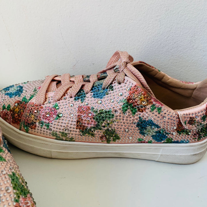 Le Shulah Floral Sparkle Sneakers Size 8.5