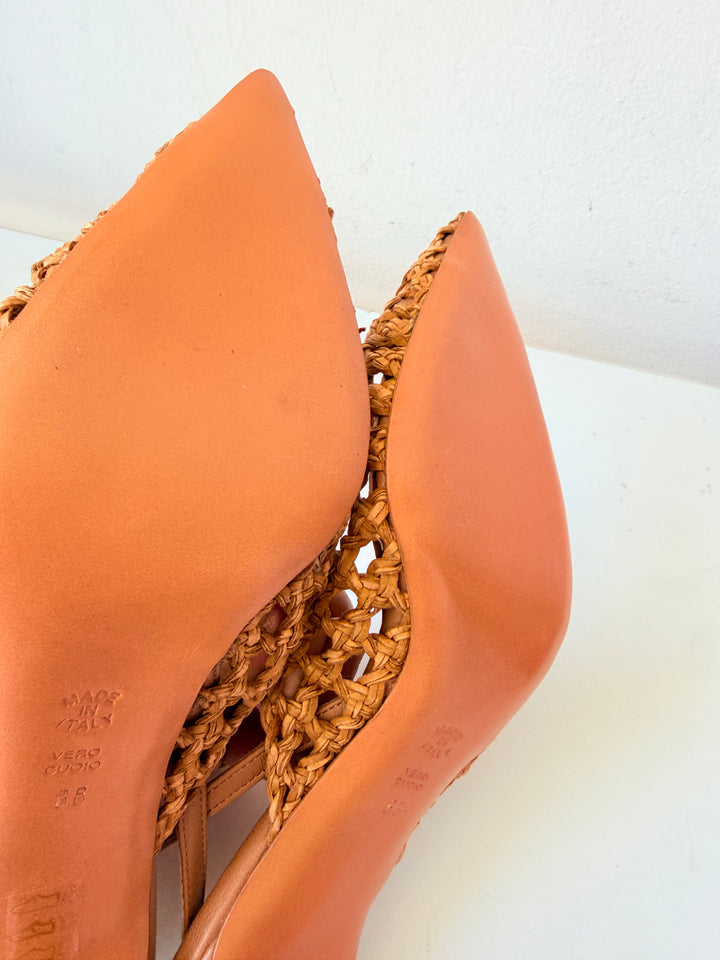 L’Idea Eli Woven Natural Leather Pump Size 38 New