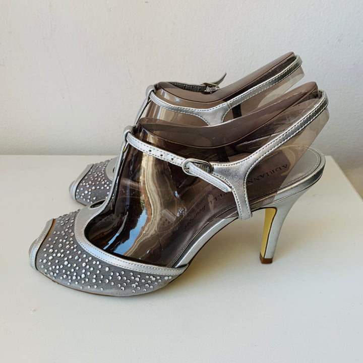 Adrianna Papell  Sparkle Mettalic T Strap Sandals Heels Size 7.5