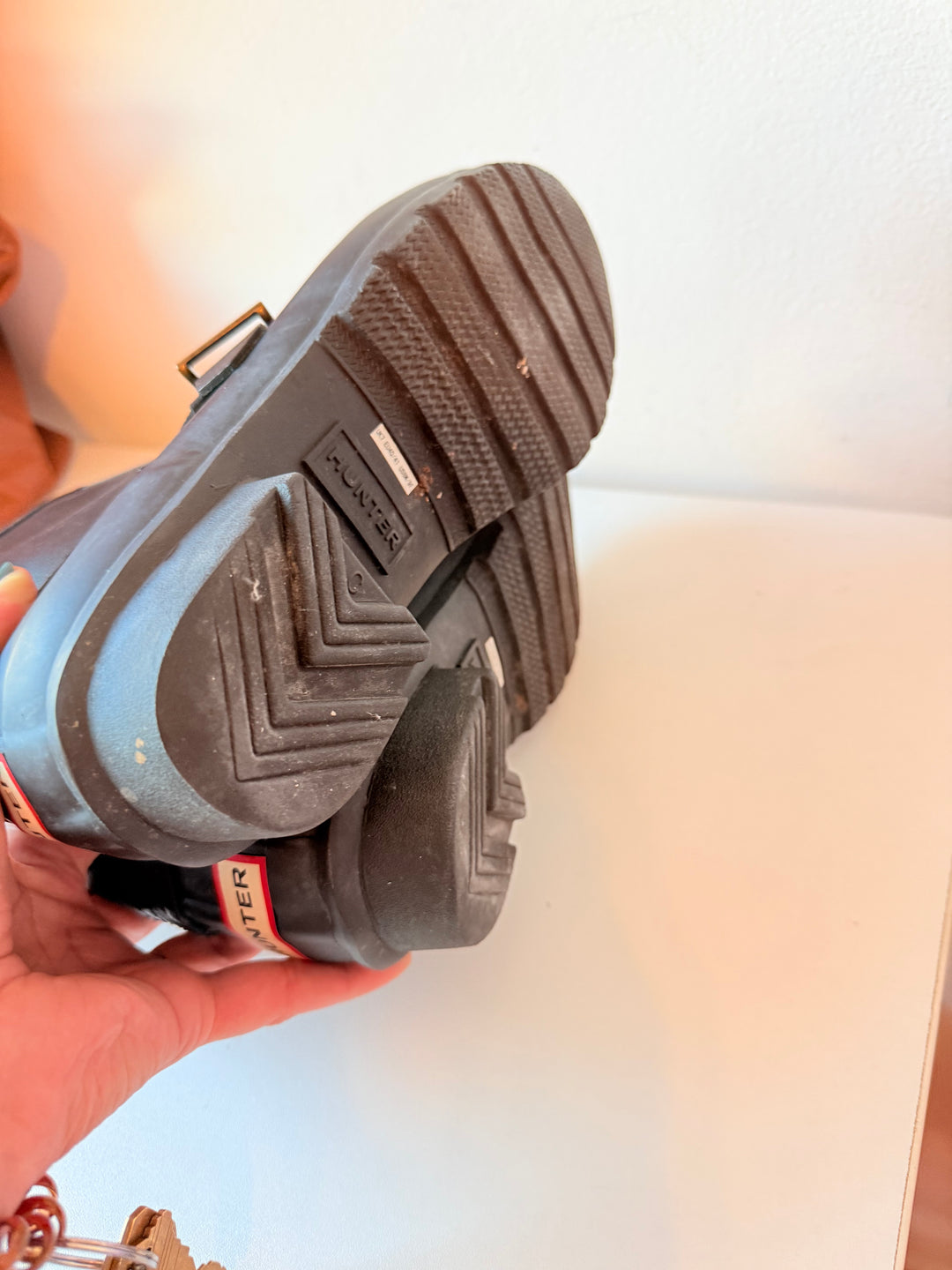 Hunter Light Black Moto Buckle Boots Women’s Size 9