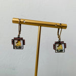 Cupid Drop Pierced Earrings In Gold Tone With Pink Rhinestones