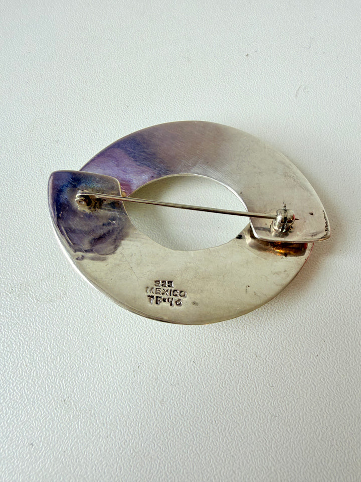 Vintage Sterling 925 Polished Mexico Abstract Hollow Puffy Brooch 20G