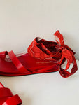 Tamara Mellon X D’ Ascoli Oasis Sandal Leather & Silk Ankle Wrap In Red Size 40.5 NEW (US 10-10/12) Women’s