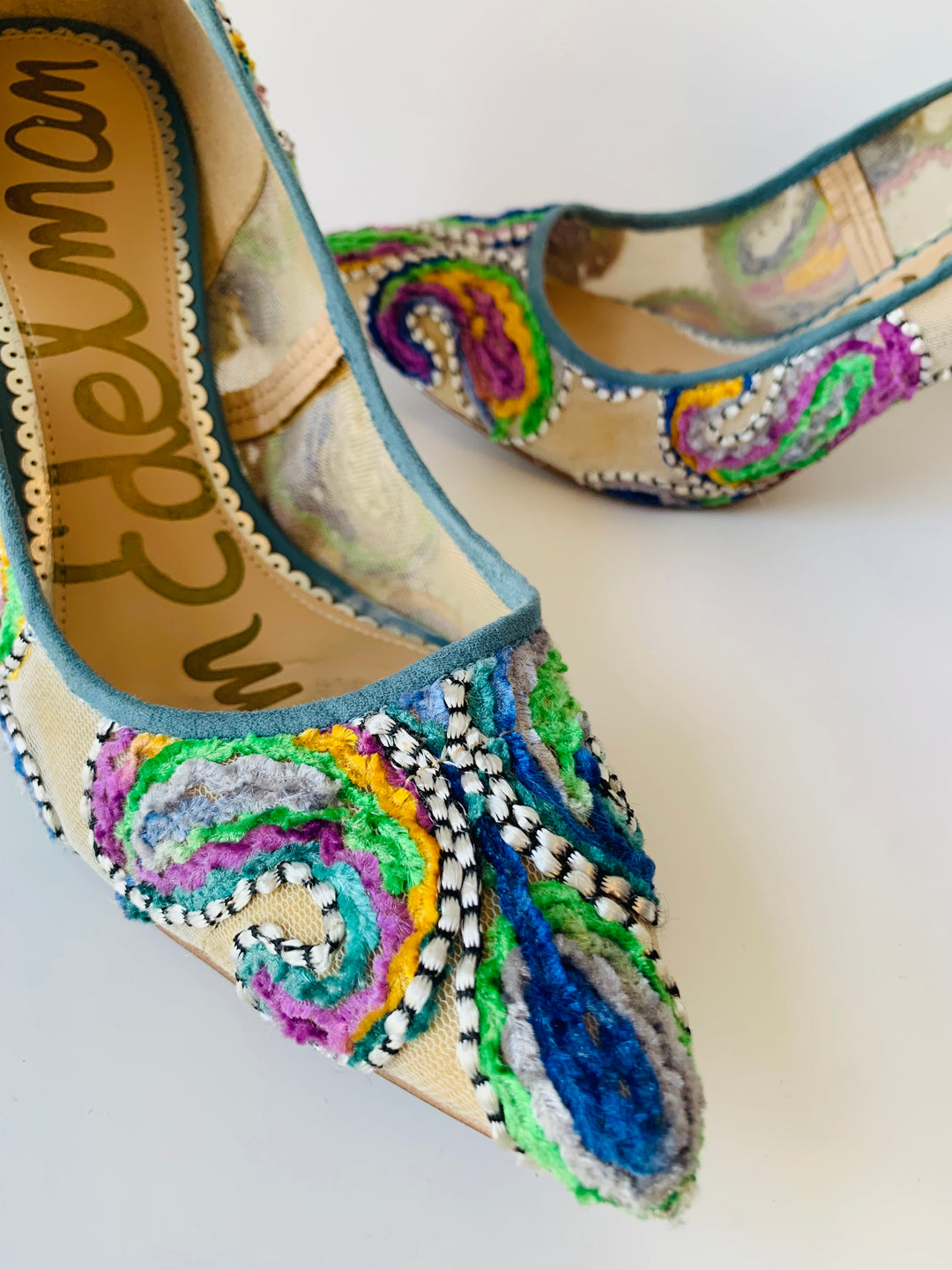 Sam Edelman Fancy Fabric Embroidered Pumps Size 8.5