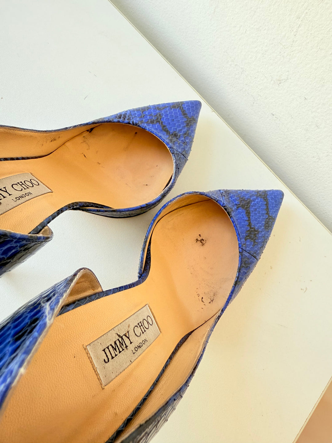 Jimmy Choo Anouk Blue Snakeskin d’Orsay Pumps Size 41 Authentic