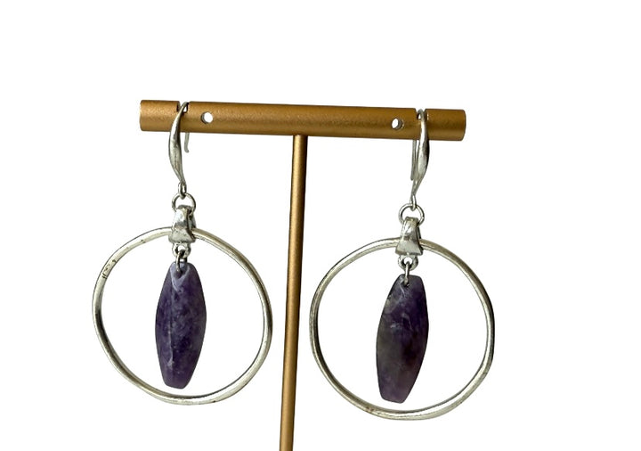 Silver and Amethyst Pierced Earrings