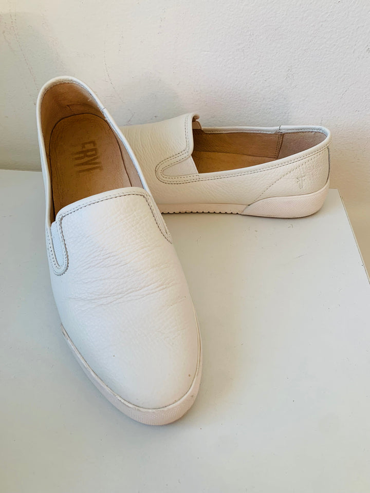 Frye White Leather Slip On Sneakers Size 8