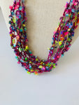 Congo Handmade Multicolored Fringe Fabric Necklace NWT