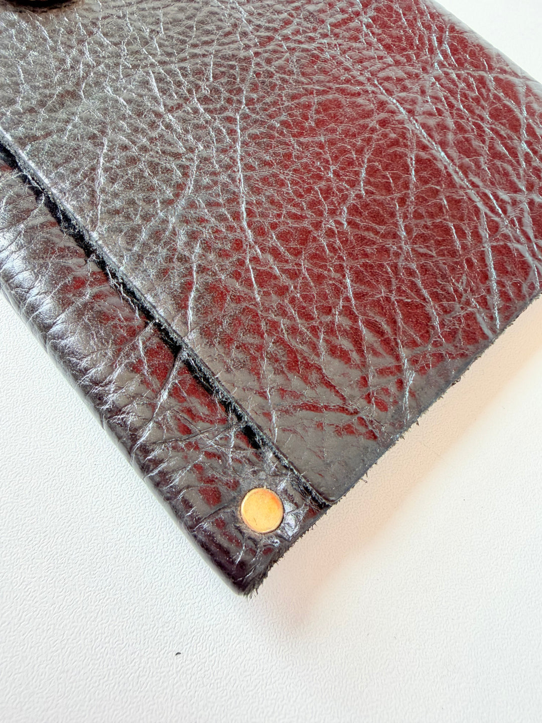 Moss Mills Black Texttured Leather Heart Clutch