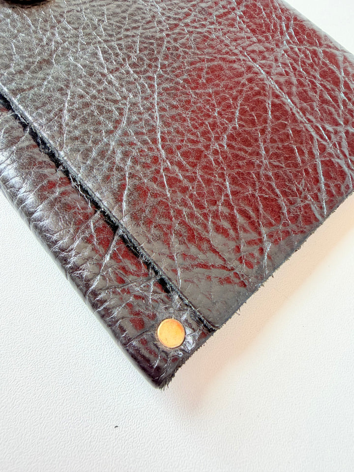 Moss Mills Black Texttured Leather Heart Clutch
