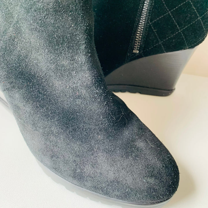 Michael Kors Black Suede Wedge Boots Size 7