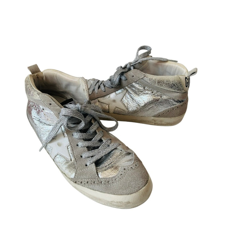 Golden Goose Sparkly Grey/ Silver Metallic Sneakers Size 38