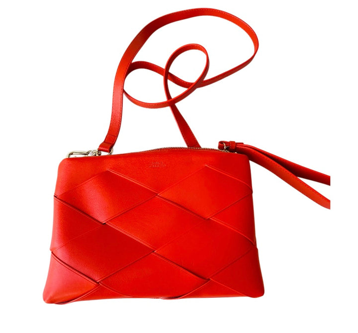 Vince Camuto Orange Woven Wristlet Crossbody Handbag