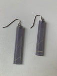 Grey Crackled Rectangular Bar Pierced Earrings