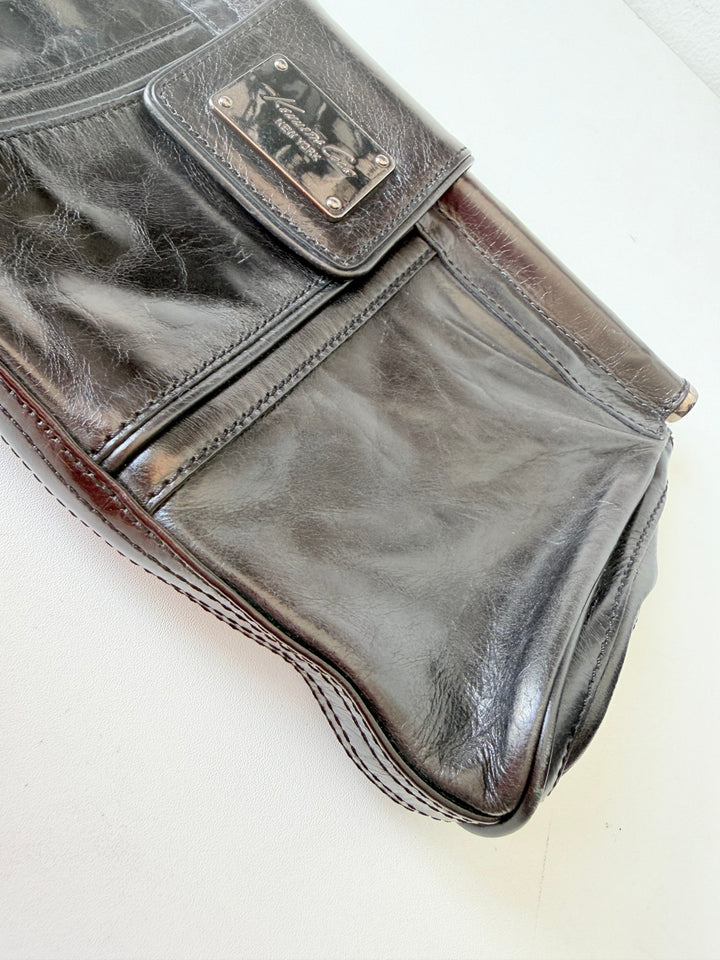 Kenneth Cole Black Shiney Leather Clutch