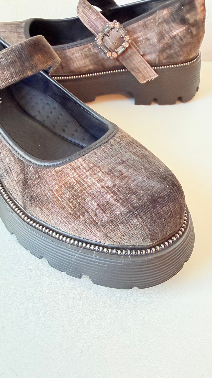 Patrizia By Spring Step Maryjana  Platform Shoes In Olive Multicolor Size 40