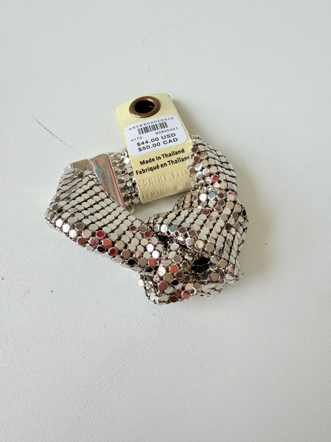 Anthropologie Silver Tone Mesh Bracelet New with Tags