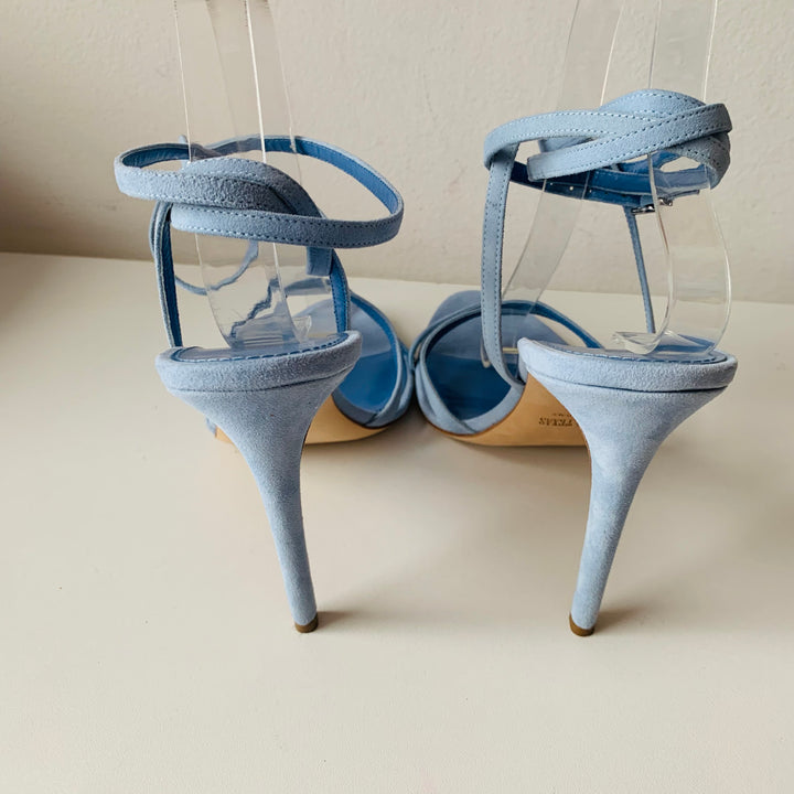 Paris Texas Zoe Lace Sky Blue Suede Strappy Sandals Size 10 New in Box
