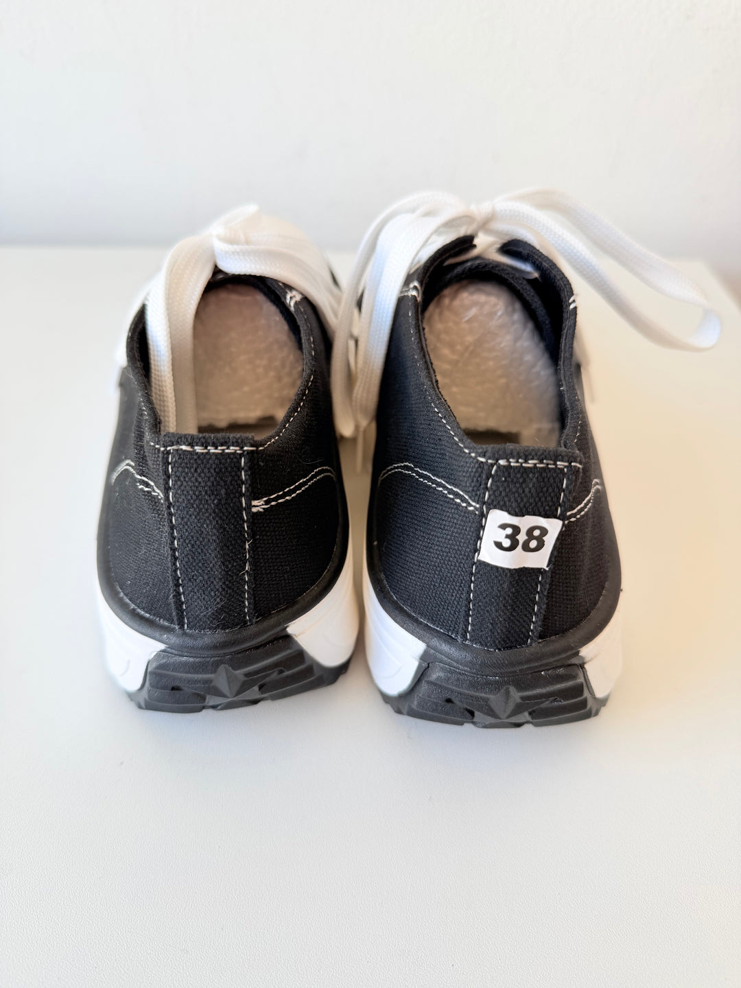 Black Canvas Platform Lace Up Sneakers Size 38 (7.5 US) New