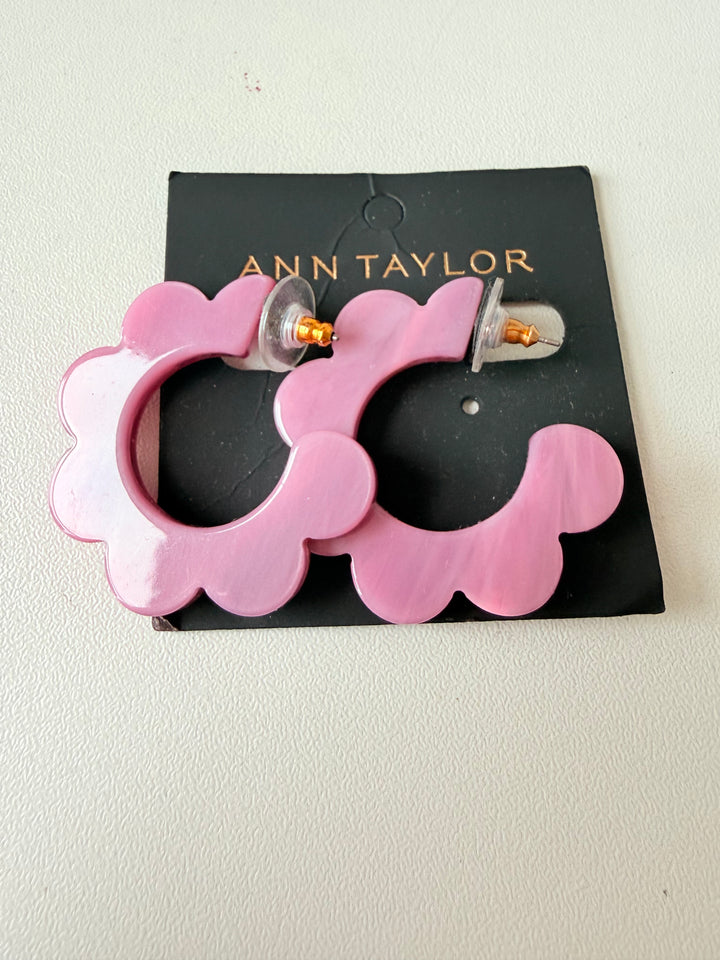 Ann Taylor Lilac Scalloped Pierced Hoop Earrings