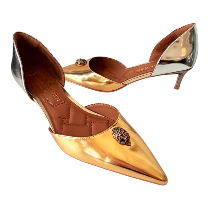 Kurt Geiger London Belgravia d’Orsay Pumps In Mettalic Gold/Silver Size 38.5