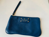 Kate Spade Leather Pebble Grain Blue Wristlet