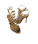 Schutz Juliana Heel Tanino Caged Sparkle Sandals Size 7.5 (Fit like a 6)