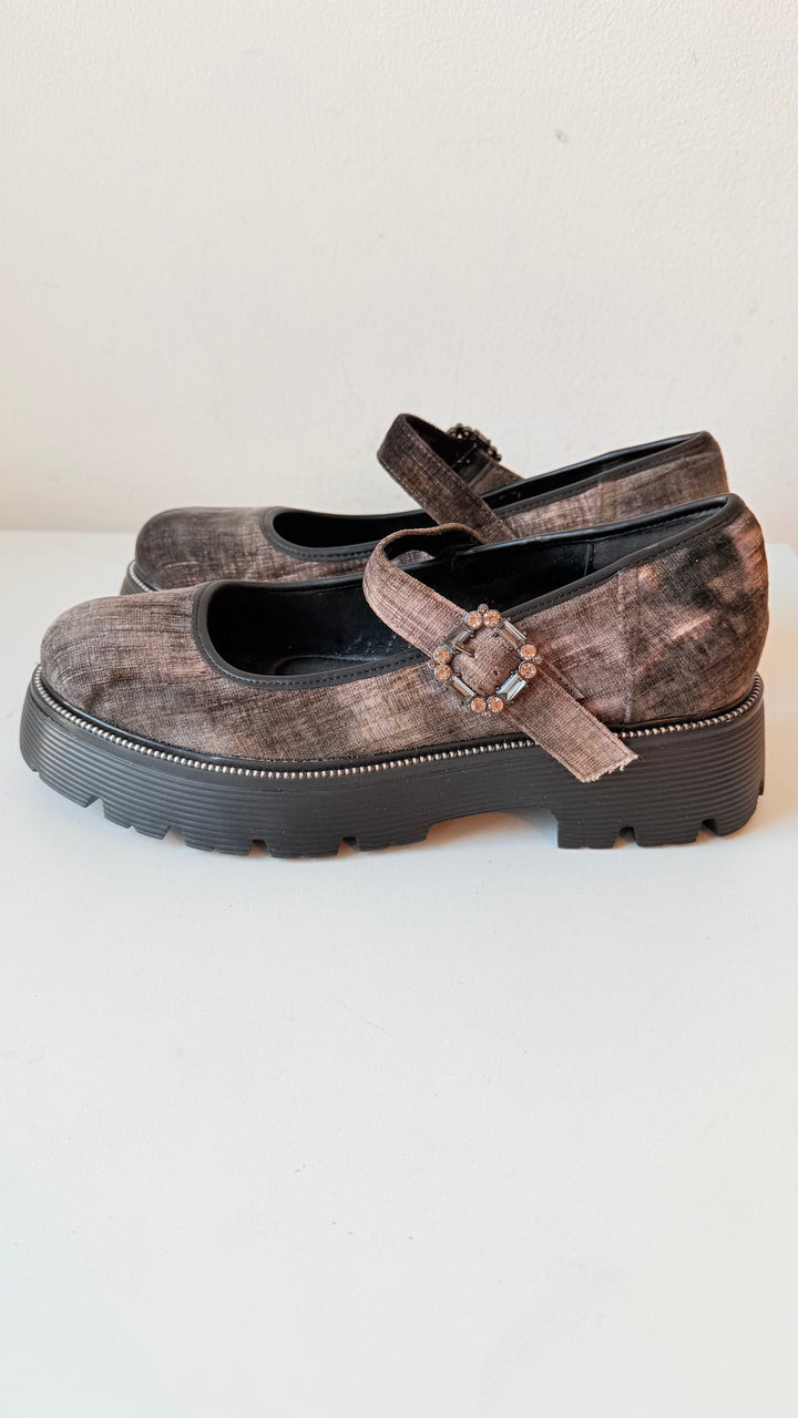 Patrizia By Spring Step Maryjana  Platform Shoes In Olive Multicolor Size 40