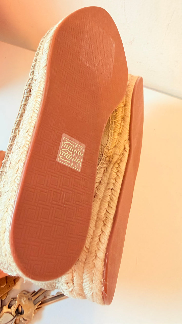 Lafayette 148 New York Lowery Espadrille In Green Clay Leather Size 38.5 New