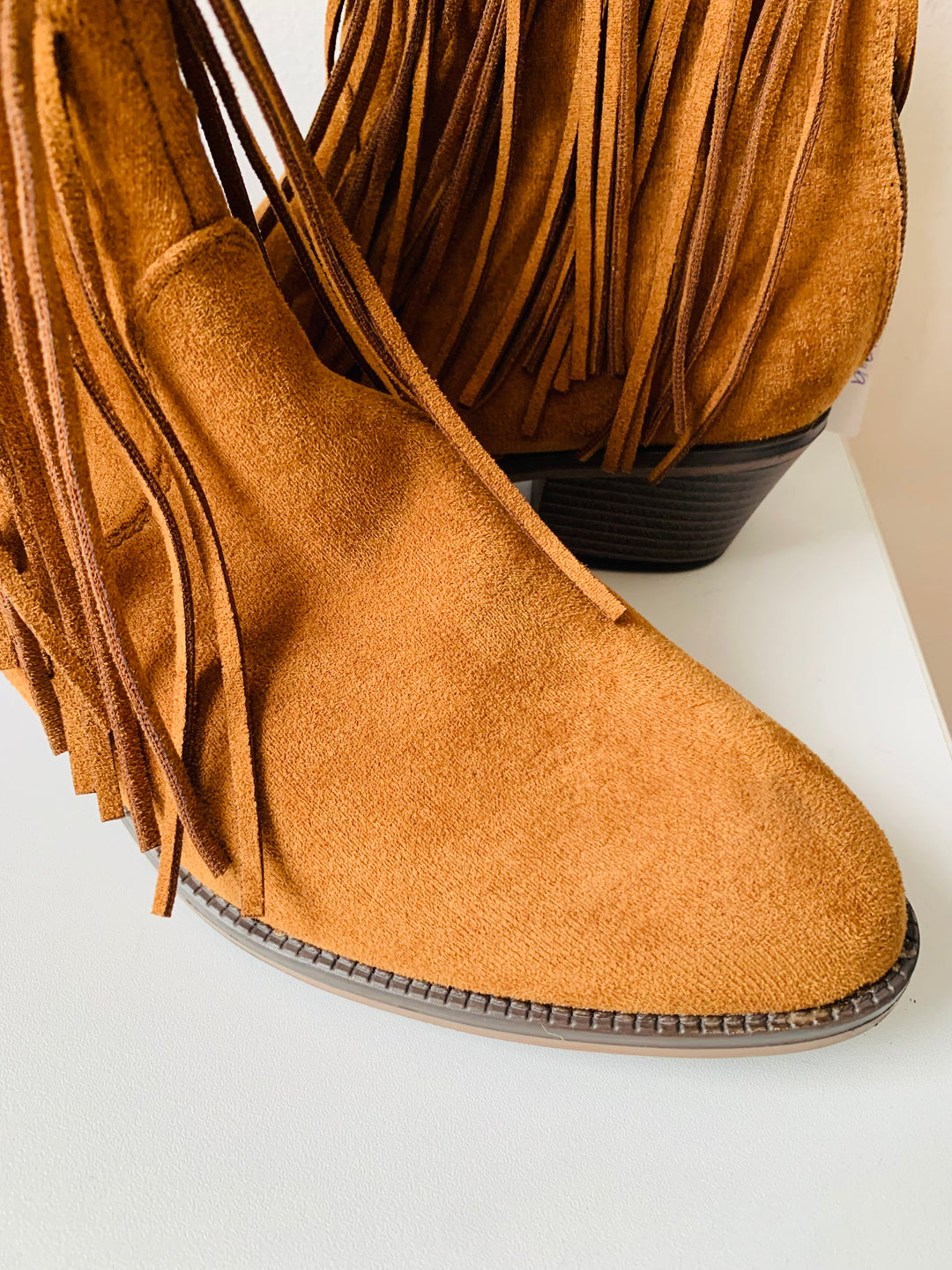 Wild Diva Brown Fringe Suede Boots Size 9