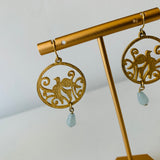 Anthropologie Dove Bird Circle Drop Earrings in Gold Tone