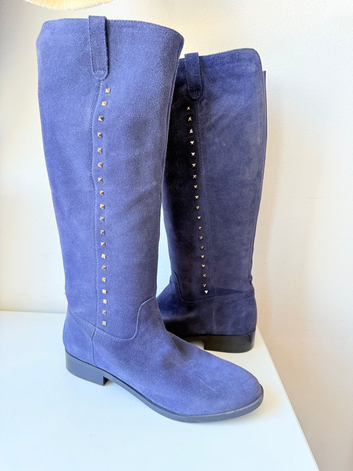 Marc Fisher Dark Blue Suede And Studded Boots Size 9.5