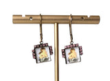 Cupid Drop Pierced Earrings In Gold Tone With Pink Rhinestones