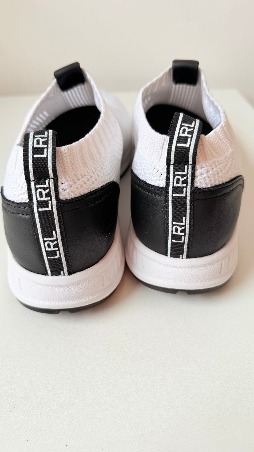 Ralph Lauren Kacie Slip On Sneakers In White & Black Size 8 New Women’s
