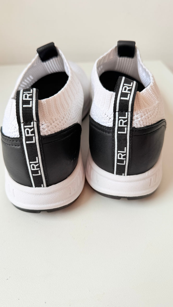 Ralph Lauren Kacie Slip On Sneakers In White & Black Size 8 New Women’s