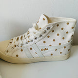 Gola Coaster Vegan Cream and Gold Polka Dot Sneaker Size 9