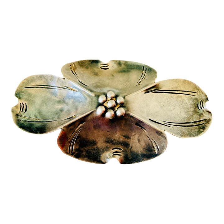Stuart Nye Vintage Hand Wrought Dogwood Flower Sterling Brooch