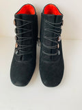 Pas De Rouge Black Suede Button Detail Granny Boots Size 37